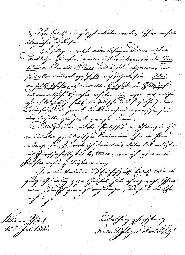Bewerbung Friedrich Schlegels vom 10. Juli 1805
