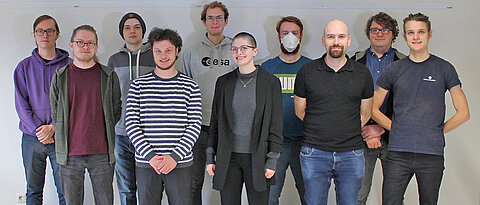 Some of the 20 students who are working independently on the KI-SENS project for more safety in small satellites.