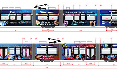 Die Würzburger Straßenbahn zum Röntgenjahr 2020.