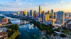 Blick auf die Skyline von Austin, Texas.