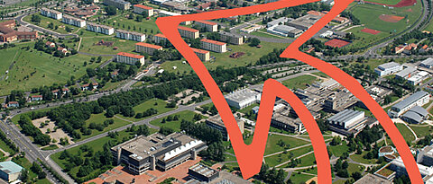 Luftbild von Hubland-Campus und Leighton-Kaserne