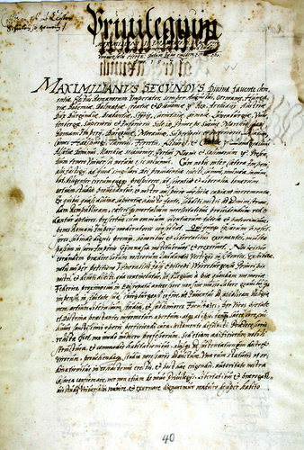 Abschrift des Kaiserlichen Privilegs vom 11. Mai 1575 zur Wiederbegründung der Universität Würzburg. (StAW)