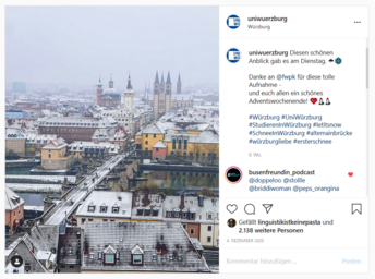 Die Stadt Würzburg im Winter.