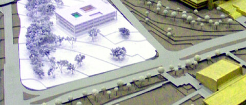 Modell des neuen Hörsaal- und Seminargebäudes.