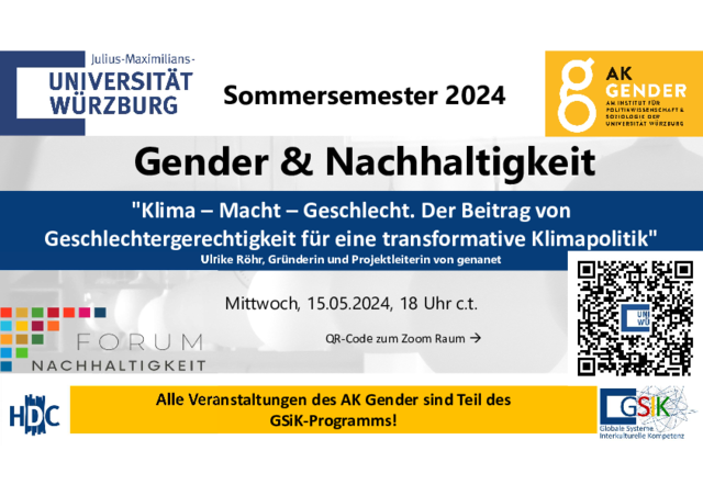 Flyer - Vortrag: Klima – Macht – Geschlecht. Der Beitrag von Geschlechtergerechtigkeit für eine transformative Klimapolitik