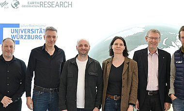 Maßgeblich beteiligt am der Lehrstuhlkooperation sind die Mitglieder des EORC-Boards (von links): Michael Thiel, Hannes Taubenböck, Tobias Ullmann, Doris Klein, Stefan Dech und Martin Wegmann.