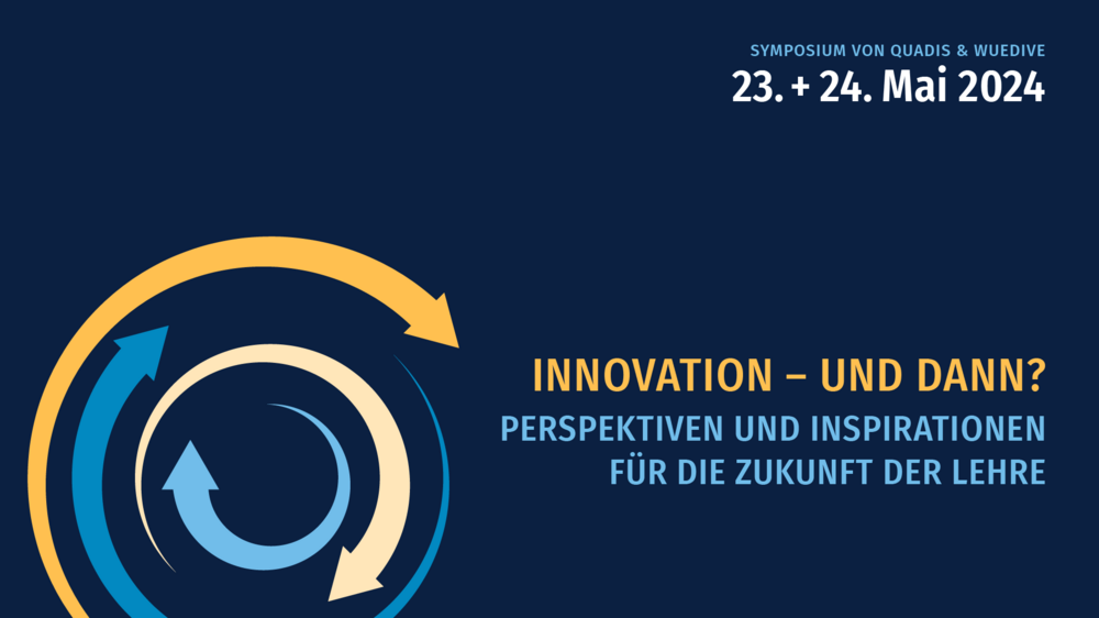 Bewerbung des Symposium von Quadis und WueDive mit dem Titel "Innovation-und dann?", für den 23 und 24 Mai 2024