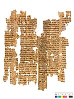Hier sieht man die hellbraune Vorderseite des Sosylus, De Hannibale IV Papyrus