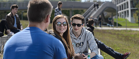Students on the Würzburg campus.