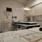 Simulation eines Behandlungszimmers im Krankenhaus