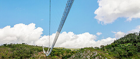 Wer schon beim Anblick dieser Fußgänger-Hängebrücke weiche Knie bekommt, ist vermutlich ein guter Kandidat für das Training von UKW und Uni.