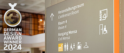 In der Kategorie „Excellent Communications Design – Signage and Wayfinding“ holte das neue Design in der UB den Sieg. 