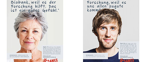 Ausschnitte aus der Plakatkampagne der Interdisziplinären Biomaterial- und Datenbank Würzburg