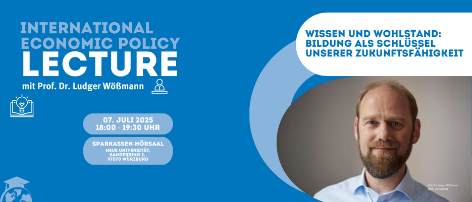 Ankündigungsflyer mit Porträt von Prof. Dr. Ludger Wößmann