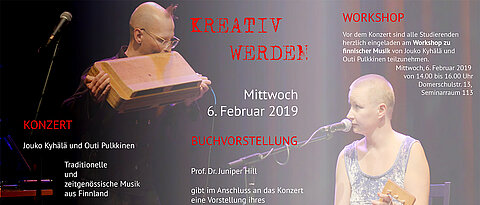 Ausschnitt aus dem Flyer zu Konzert, Buchvorstellung und Workshop.