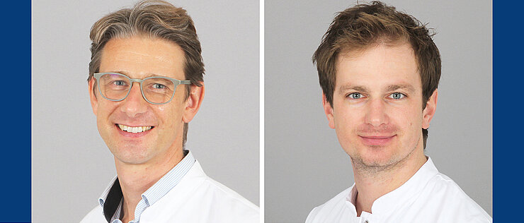 Christian Hametner (left) and Christoph Vollmuth are giving a presentation on the topic of stroke.
