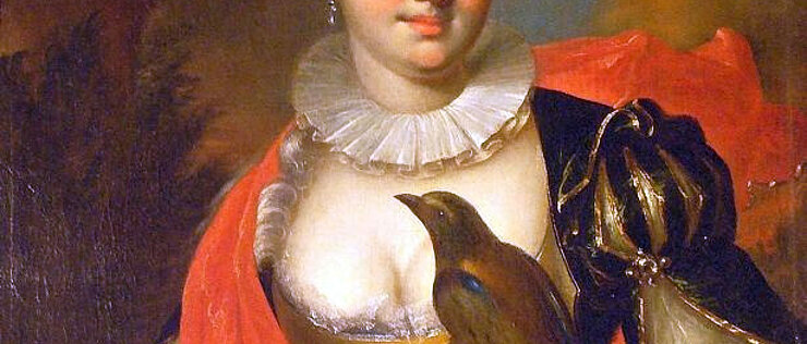 Aurora von Königsmarck im Jagdkostüm, um 1700.