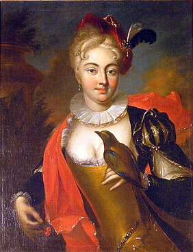 Aurora von Königsmarck im Jagdkostüm, um 1700.