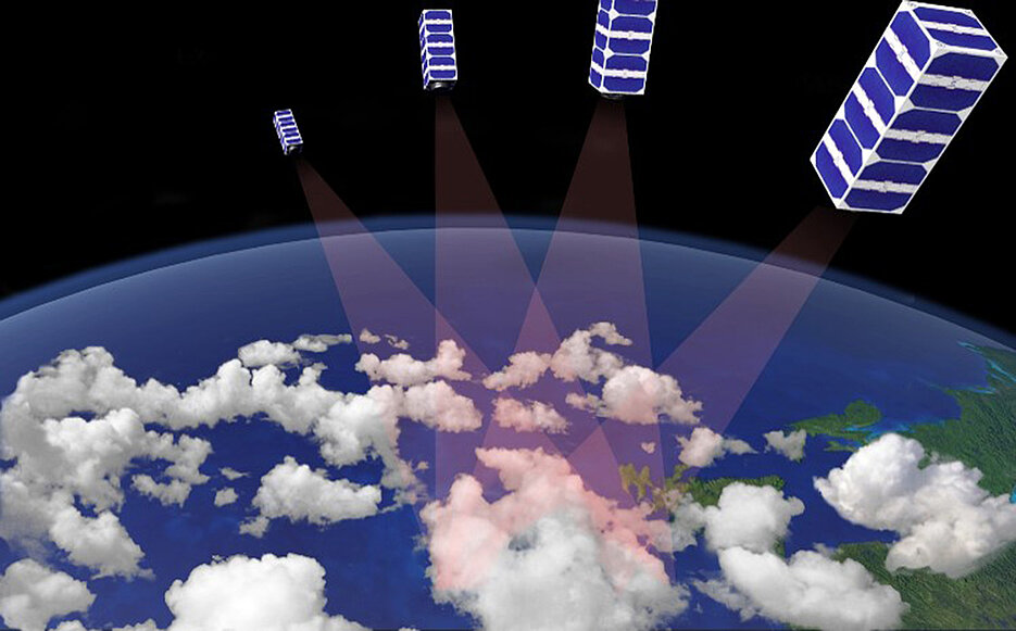 Kleinst-Satelliten empfangen aus verschiedenen Blickrichtungen das Streulicht und können mit ausgefeilter Software aus den Kamerabildern das Wolkeninnere rekonstruieren.