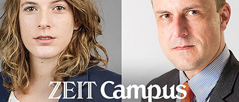 Laura Cwiertnia vom ZEIT-Campus-Magazin und der Politikwissenschaftler Peter Neumann. (Bild: ZEIT Campus)