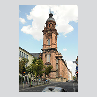 Turm der Neubaukirche der Universität Würzburg, Neubaustraße. Foto: Robert Emmerich, 2012